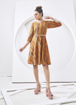 Yellow Cotton Readymade Kurti | Digital Print DARLINGS 7002