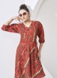 Red Cotton Readymade Kurti | Digital Print DARLINGS 7003