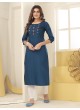 DIVA VOL-1 Without Pent | Embroidered Silk Readymade Kurti Teal Blue 7602