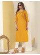 DIVA VOL-1 With Lycra Pent | Embroidered Silk Readymade Kurti With Pant Mustard 7605
