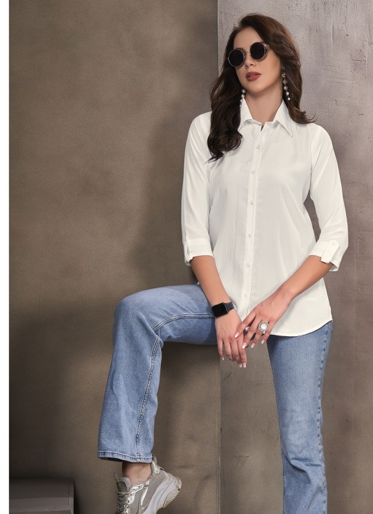 White Cotton Readymade Women-Shirt | Plain DREAM SHIRT VOL-1 2154 White Cotton Readymade Women-Shirt | Plain DREAM SHIRT VOL-1 2154