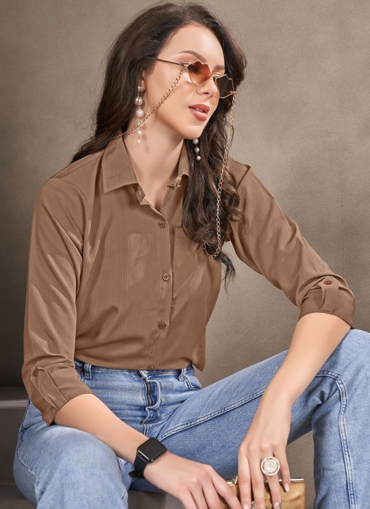 Brown Cotton Readymade Women-Shirt | Plain DREAM SHIRT VOL-1 2155 Brown Cotton Readymade Women-Shirt | Plain DREAM SHIRT VOL-1 2155