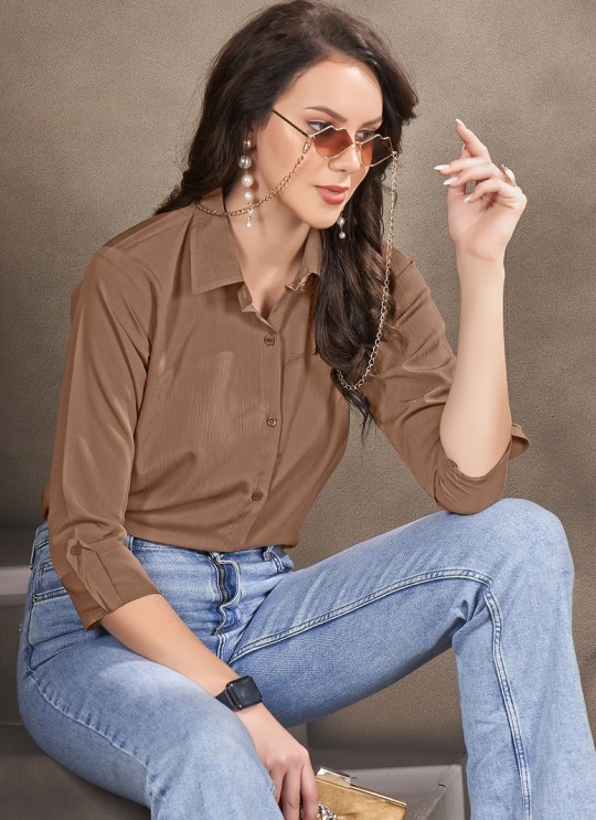 Brown Cotton Readymade Women-Shirt | Plain DREAM SHIRT VOL-1 2155 Brown Cotton Readymade Women-Shirt | Plain DREAM SHIRT VOL-1 2155
