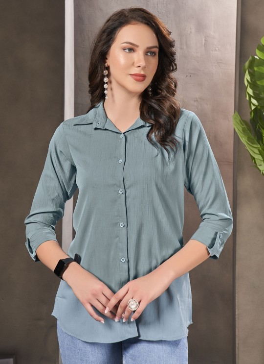 Steel Blue Cotton Readymade Women-Shirt | Plain DREAM SHIRT VOL-1 2157 Steel Blue Cotton Readymade Women-Shirt | Plain DREAM SHIRT VOL-1 2157