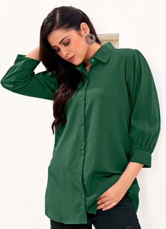 Green Cotton Readymade Women-Shirt | Plain DREAM SHIRT VOL-2 2159
