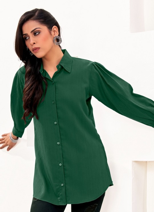 Green Cotton Readymade Women-Shirt | Plain DREAM SHIRT VOL-2 2159