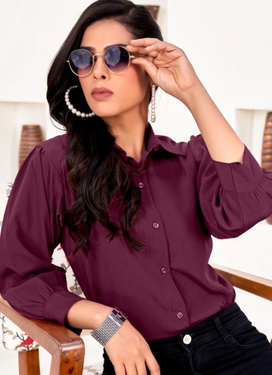 Wine Cotton Readymade Women-Shirt | Plain DREAM SHIRT VOL-2 2162 Wine Cotton Readymade Women-Shirt | Plain DREAM SHIRT VOL-2 2162