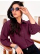 Wine Cotton Readymade Women-Shirt | Plain DREAM SHIRT VOL-2 2162 Wine Cotton Readymade Women-Shirt | Plain DREAM SHIRT VOL-2 2162