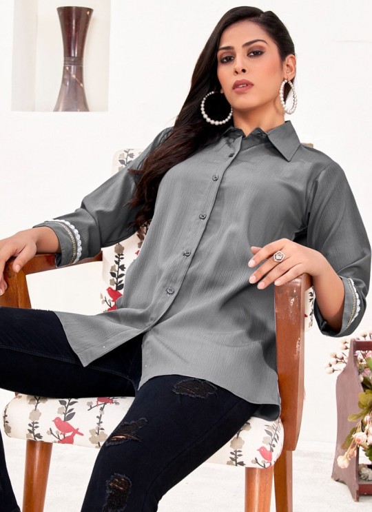 Grey Cotton Readymade Shirt | Plain DREAM SHIRT VOL-3 2163