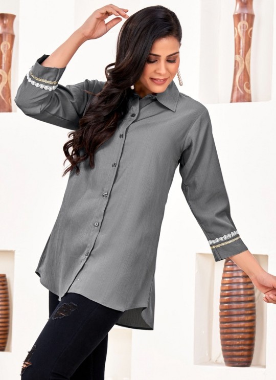 Grey Cotton Readymade Shirt | Plain DREAM SHIRT VOL-3 2163