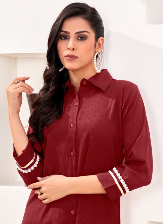 Maroon Cotton Readymade Shirt | Plain DREAM SHIRT VOL-3 2164