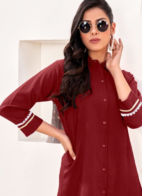Maroon Cotton Readymade Shirt | Plain DREAM SHIRT VOL-3 2164