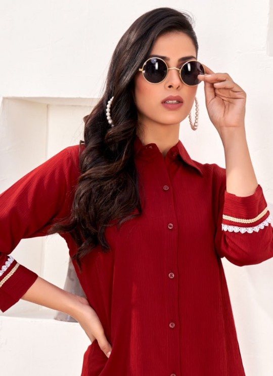 Maroon Cotton Readymade Shirt | Plain DREAM SHIRT VOL-3 2164