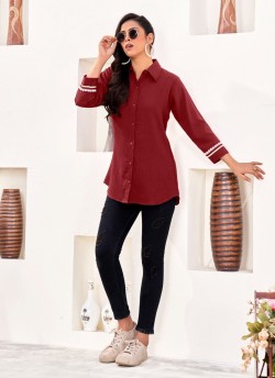 Maroon Cotton Readymade Shirt | Plain DREAM SHIRT VOL-3 2164