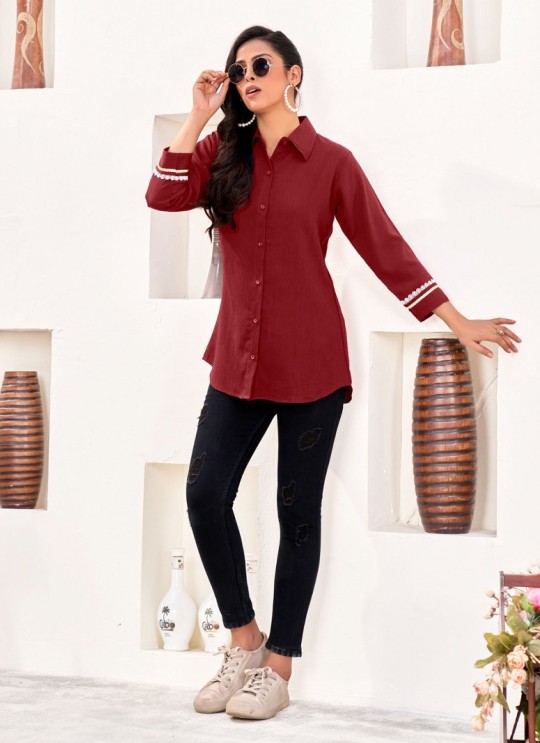 Maroon Cotton Readymade Shirt | Plain DREAM SHIRT VOL-3 2164
