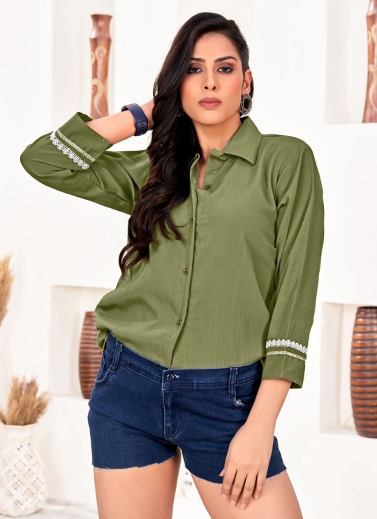 Green Cotton Readymade Shirt | Plain DREAM SHIRT VOL-3 2165