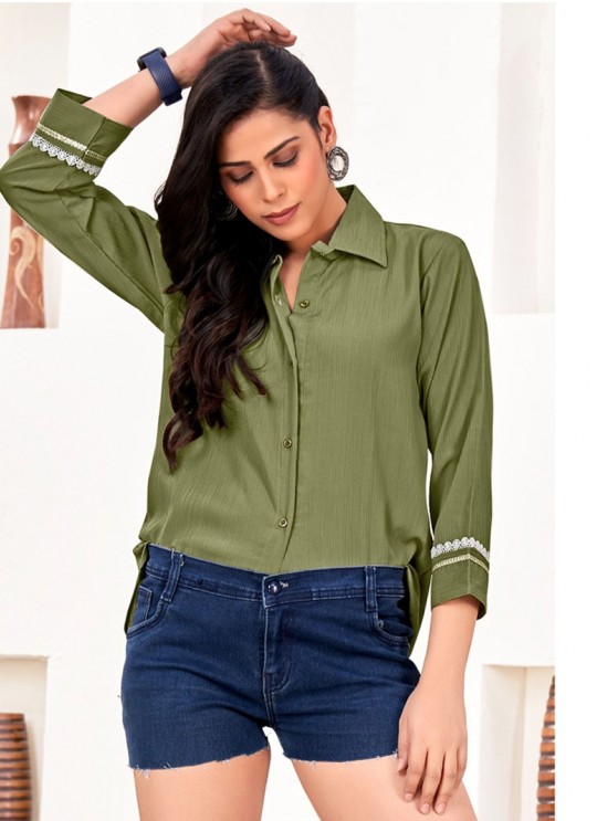 Green Cotton Readymade Shirt | Plain DREAM SHIRT VOL-3 2165