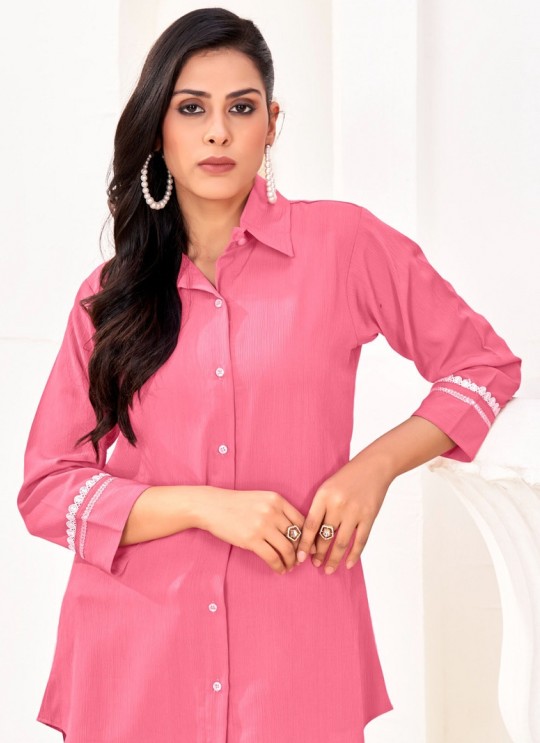 Pink Cotton Readymade Shirt | Plain DREAM SHIRT VOL-3 2166