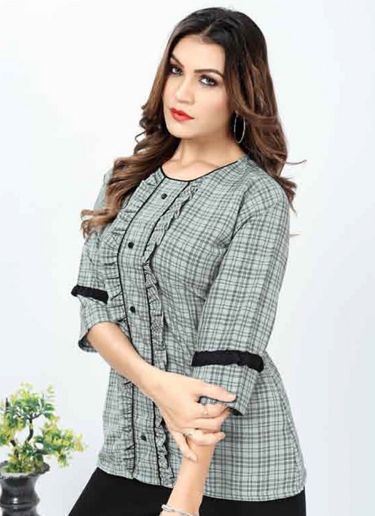 Grey Cotton Readymade Short Top | Digital Print GATTU VOL-02 3321 Grey Cotton Readymade Short Top | Digital Print GATTU VOL-02 3321