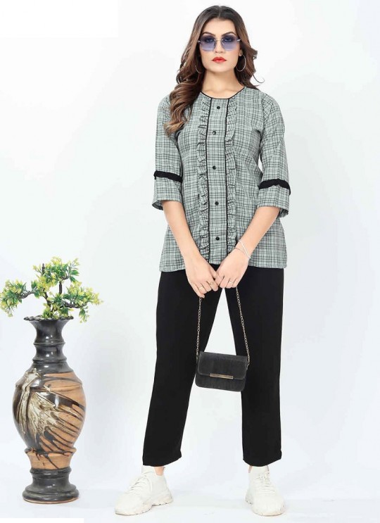 Grey Cotton Readymade Short Top | Digital Print GATTU VOL-02 3321 Grey Cotton Readymade Short Top | Digital Print GATTU VOL-02 3321