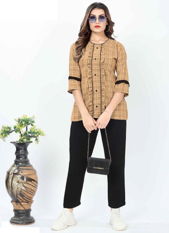 Light Beige Cotton Readymade Short Top | Digital Print GATTU VOL-02 3323 Light Beige Cotton Readymade Short Top | Digital Print GATTU VOL-02 3323