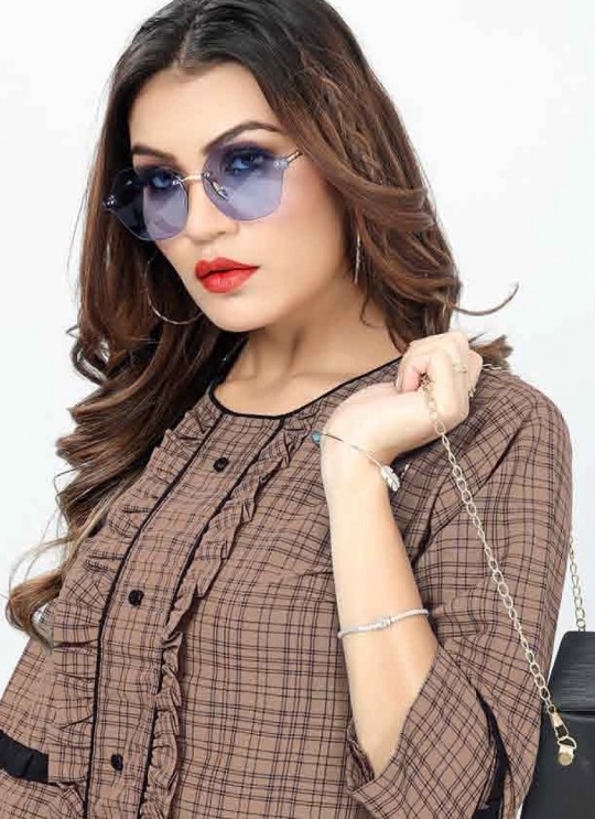 Brown Cotton Readymade Short Top | Digital Print GATTU VOL-02 3326 Brown Cotton Readymade Short Top | Digital Print GATTU VOL-02 3326