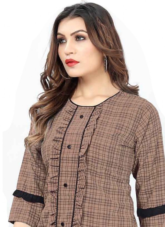 Brown Cotton Readymade Short Top | Digital Print GATTU VOL-02 3326 Brown Cotton Readymade Short Top | Digital Print GATTU VOL-02 3326