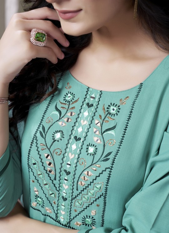 GIVA VOL-1 Without Pent | Embroidered Cotton Readymade Kurti Rama Blue 669
