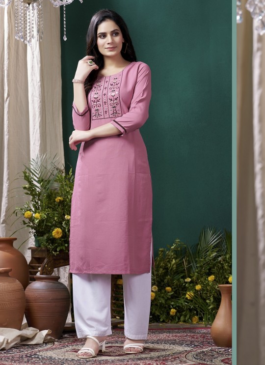 Light Pink Cotton Readymade Kurti | Embroidered GIVA VOL-2 673 Light Pink Cotton Readymade Kurti | Embroidered GIVA VOL-2 673