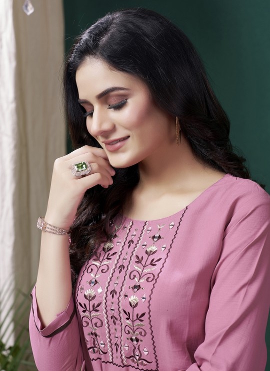 Light Pink Cotton Readymade Kurti | Embroidered GIVA VOL-2 673 Light Pink Cotton Readymade Kurti | Embroidered GIVA VOL-2 673