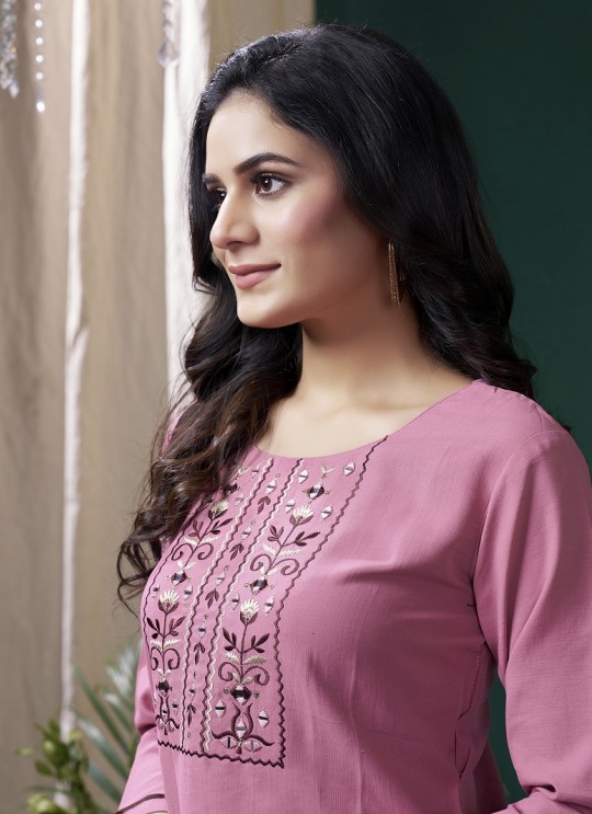 Light Pink Cotton Readymade Kurti | Embroidered GIVA VOL-2 673 Light Pink Cotton Readymade Kurti | Embroidered GIVA VOL-2 673