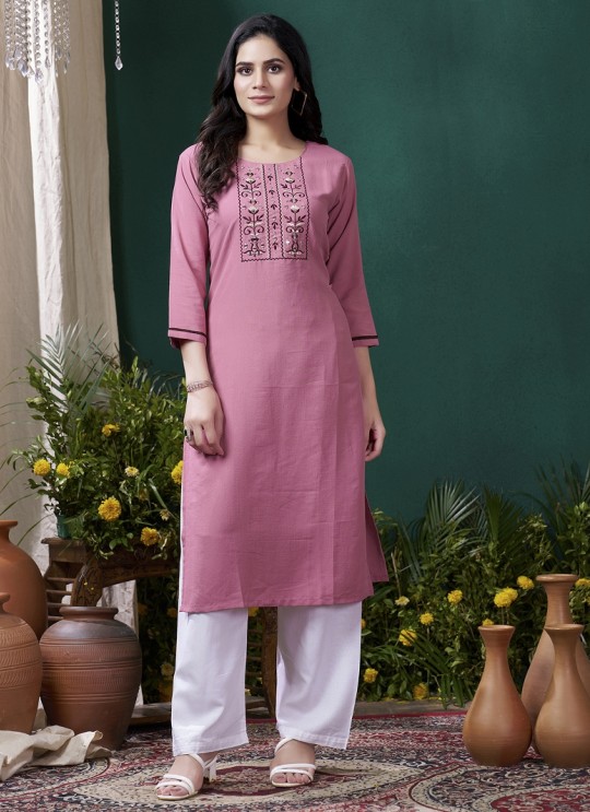 Light Pink Cotton Readymade Kurti | Embroidered GIVA VOL-2 673 Light Pink Cotton Readymade Kurti | Embroidered GIVA VOL-2 673