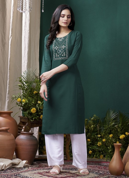 Green Cotton Readymade Kurti | Embroidered GIVA VOL-2 674