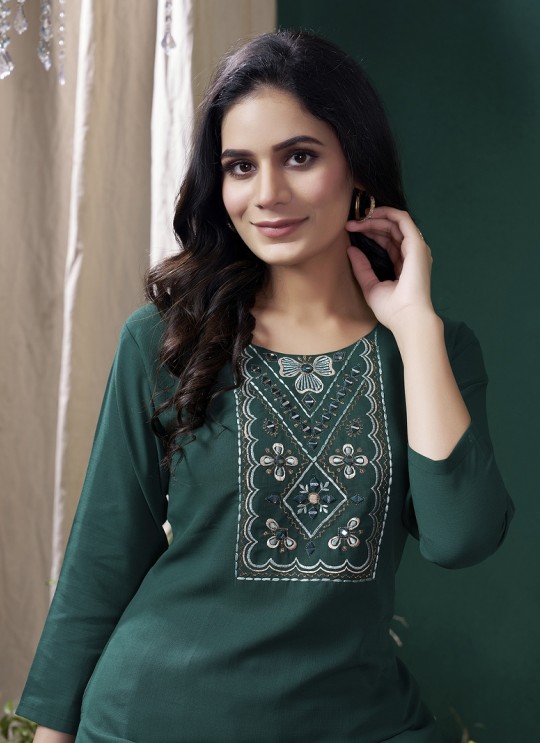Green Cotton Readymade Kurti | Embroidered GIVA VOL-2 674