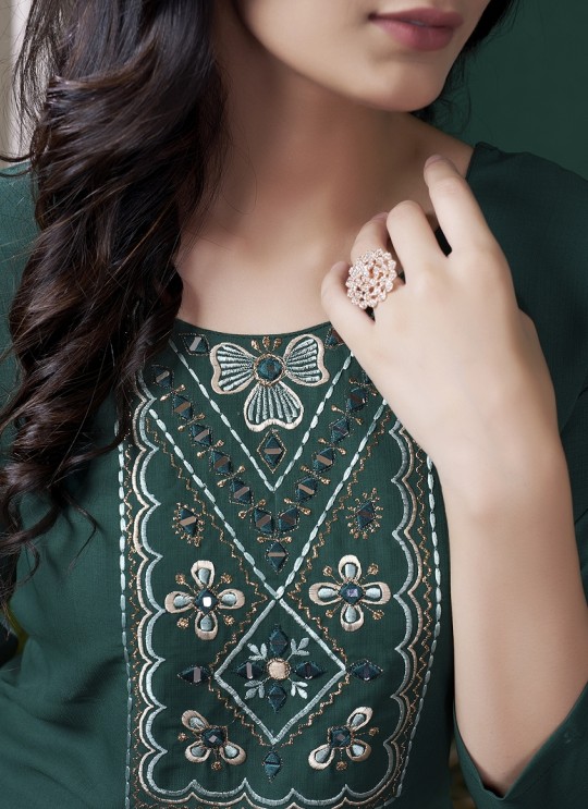Green Cotton Readymade Kurti | Embroidered GIVA VOL-2 674