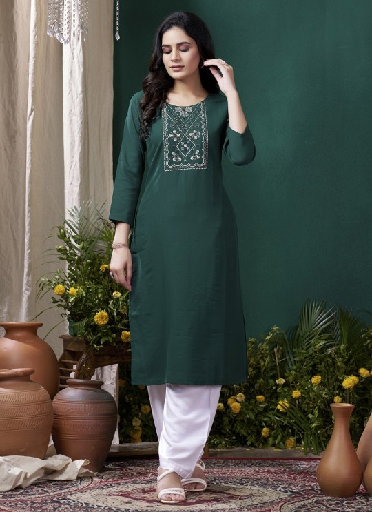 Green Cotton Readymade Kurti | Embroidered GIVA VOL-2 674