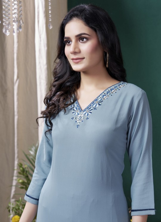 Grey Cotton Readymade Kurti | Embroidered GIVA VOL-2 675