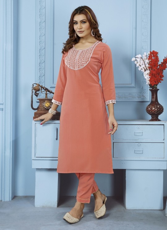 Peach Cotton Readymade Salwar Kameez Embroidered GOLDY VOL-1 6525 A Peach Cotton Readymade Salwar Kameez Embroidered GOLDY VOL-1 6525 A