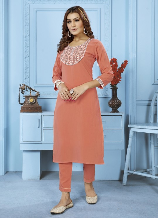 Peach Cotton Readymade Salwar Kameez Embroidered GOLDY VOL-1 6525 A Peach Cotton Readymade Salwar Kameez Embroidered GOLDY VOL-1 6525 A