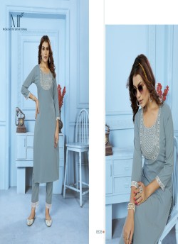 Aqua Blue Cotton Readymade Salwar Kameez Embroidered GOLDY VOL-1 6526 A