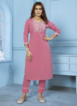 Pink Cotton Readymade Salwar Kameez Embroidered GOLDY VOL-1 6527 A