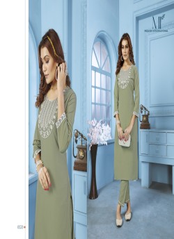 Green Cotton Readymade Salwar Kameez Embroidered GOLDY VOL-1 6528 A