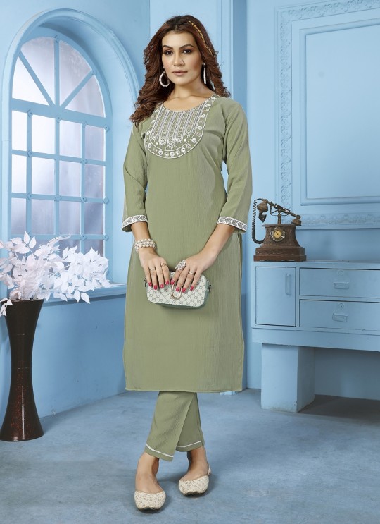 Green Cotton Readymade Salwar Kameez Embroidered GOLDY VOL-1 6528 A Green Cotton Readymade Salwar Kameez Embroidered GOLDY VOL-1 6528 A