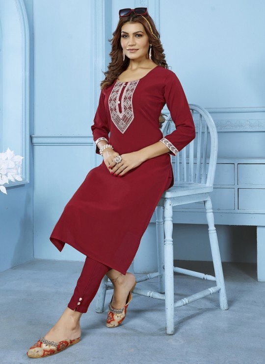 Maroon Cotton Readymade Salwar Kameez Embroidered GOLDY VOL-1 6529 A Maroon Cotton Readymade Salwar Kameez Embroidered GOLDY VOL-1 6529 A