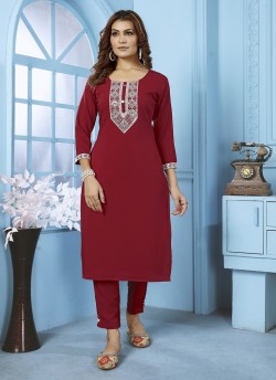Maroon Cotton Readymade Salwar Kameez Embroidered GOLDY VOL-1 6529 A