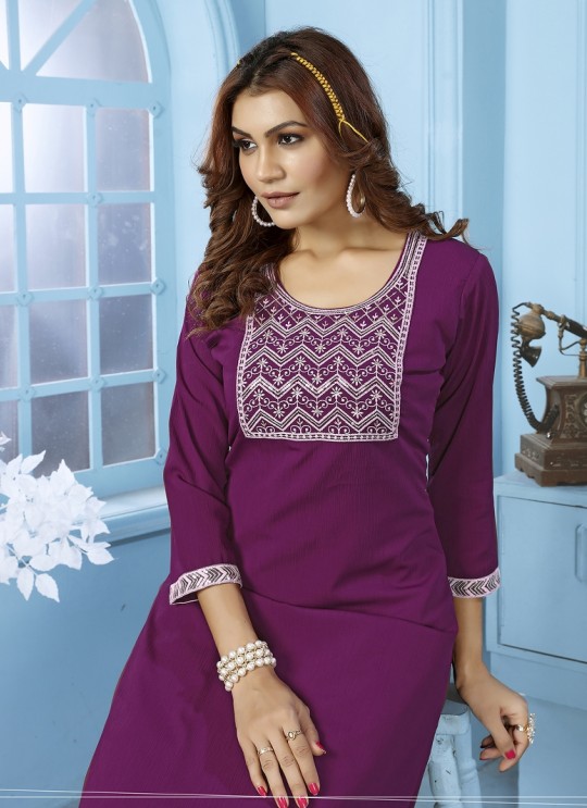 Purple Cotton Readymade Salwar Kameez Embroidered GOLDY VOL-2 6521 A Purple Cotton Readymade Salwar Kameez Embroidered GOLDY VOL-2 6521 A