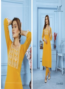 Yellow Cotton Readymade Salwar Kameez Embroidered GOLDY VOL-2 6523 A