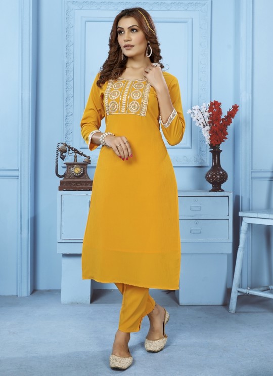 Yellow Cotton Readymade Salwar Kameez Embroidered GOLDY VOL-2 6523 A Yellow Cotton Readymade Salwar Kameez Embroidered GOLDY VOL-2 6523 A