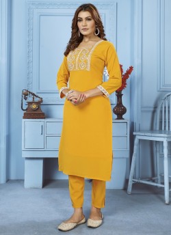 Yellow Cotton Readymade Salwar Kameez Embroidered GOLDY VOL-2 6523 A