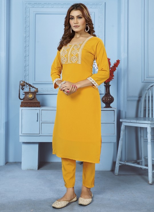 Yellow Cotton Readymade Salwar Kameez Embroidered GOLDY VOL-2 6523 A Yellow Cotton Readymade Salwar Kameez Embroidered GOLDY VOL-2 6523 A